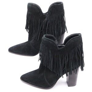 Antonio Melani Felixxe Real Suede Leather Heel Fringe Booties Size 8.5 Boots